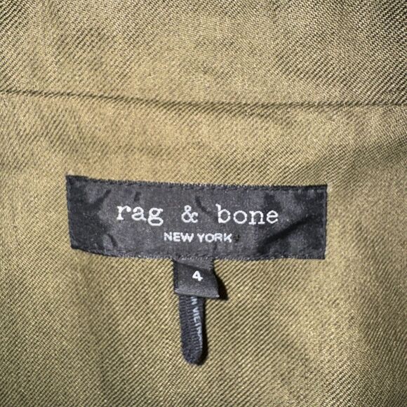Rag & Bone Olive Army Green  Linen Blend Blazer Classic Women Size 4 - Picture 11 of 13
